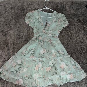 Justify Green and Pink Mini Dress
